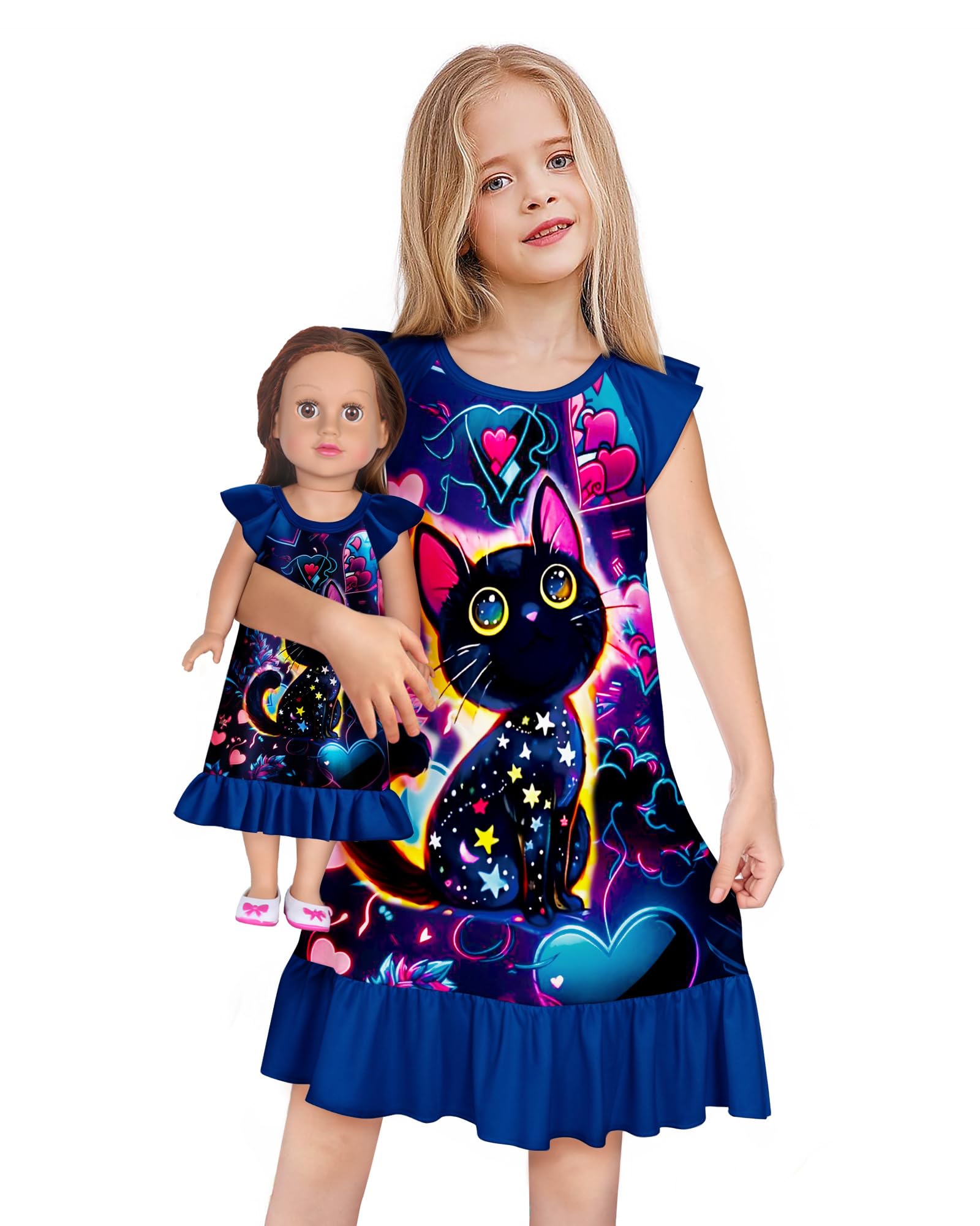 LQSZ Doll and Girl Matching Nightgown Outfit Pajamas Nightie Nightgown for Girls and Dolls Clothes