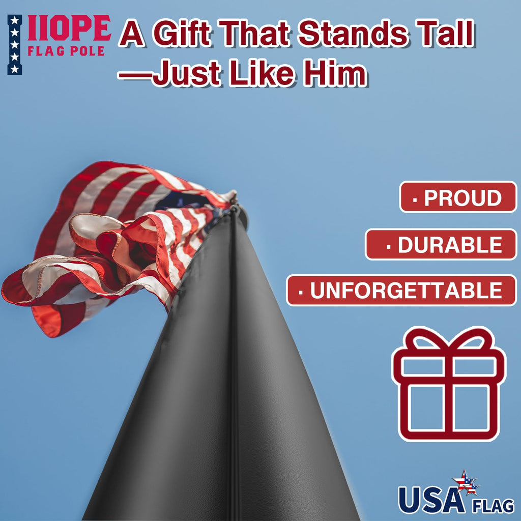 20FT Heavy Duty Flag Pole, 12-Gauge Aluminum, 100MPH Wind Tested | Extra Thick Residential & Commercial Flagpole Kit for Outside House – Includes USA Flag & All Hardware to Fly Two Flags