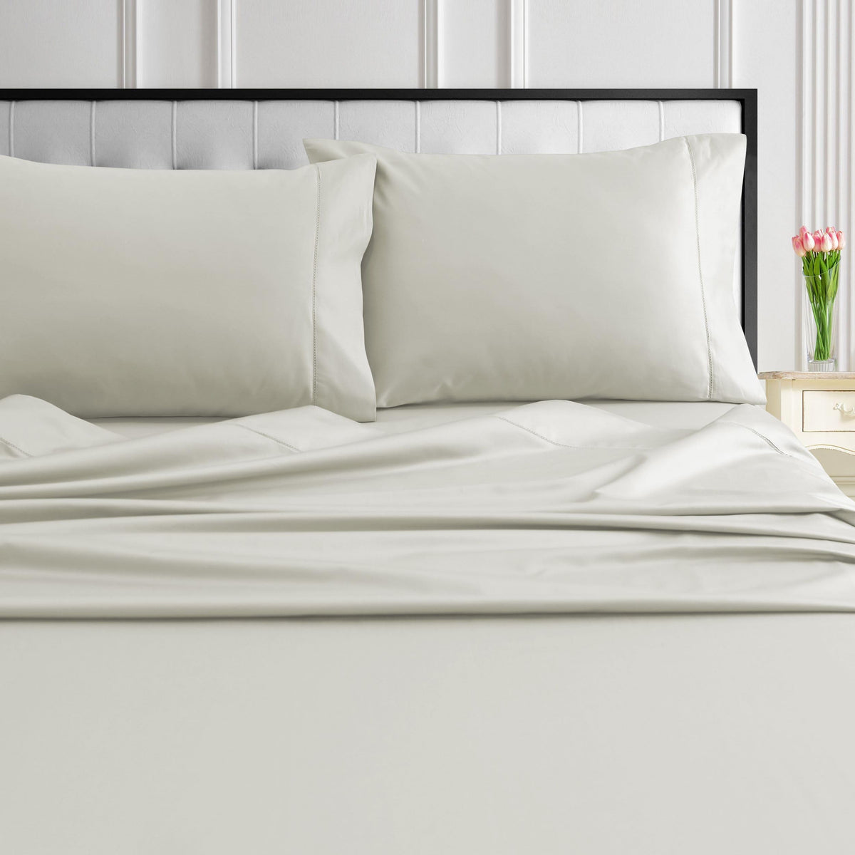 Tribeca Living 1000 Thread Count Egyptian Cotton Sheets King Size - Silky Smooth Sateen Weave for Luxurious Sleep - 22 Inch Deep Pocket 4-Piece Set in Classic Blue