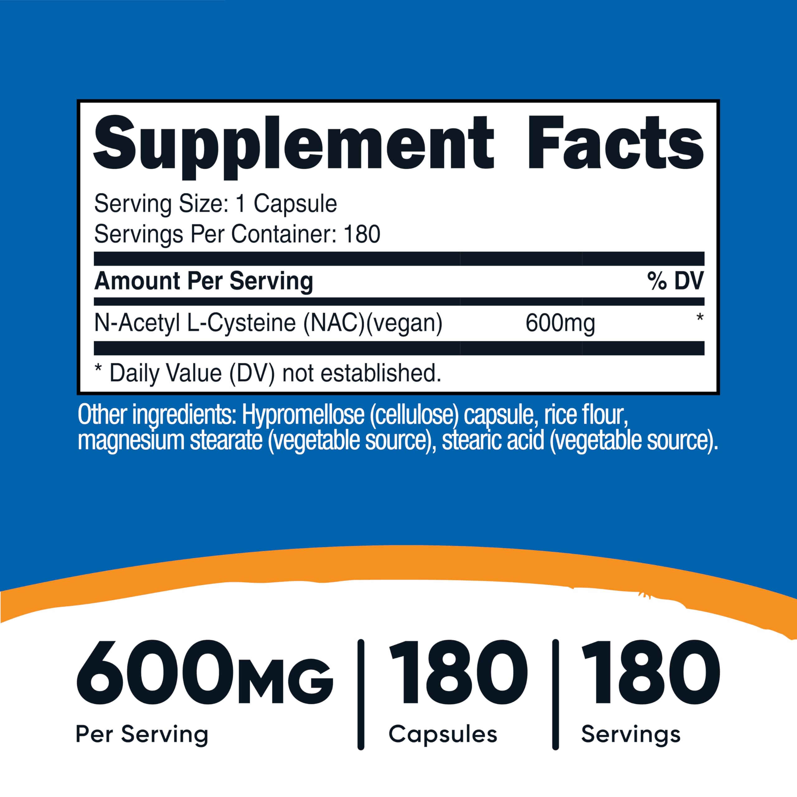 Nutricost N-Acetyl L-Cysteine (NAC) 600mg, 30 Vegan Capsules - GMO Free, Gluten Free, Vegetarian Caps
