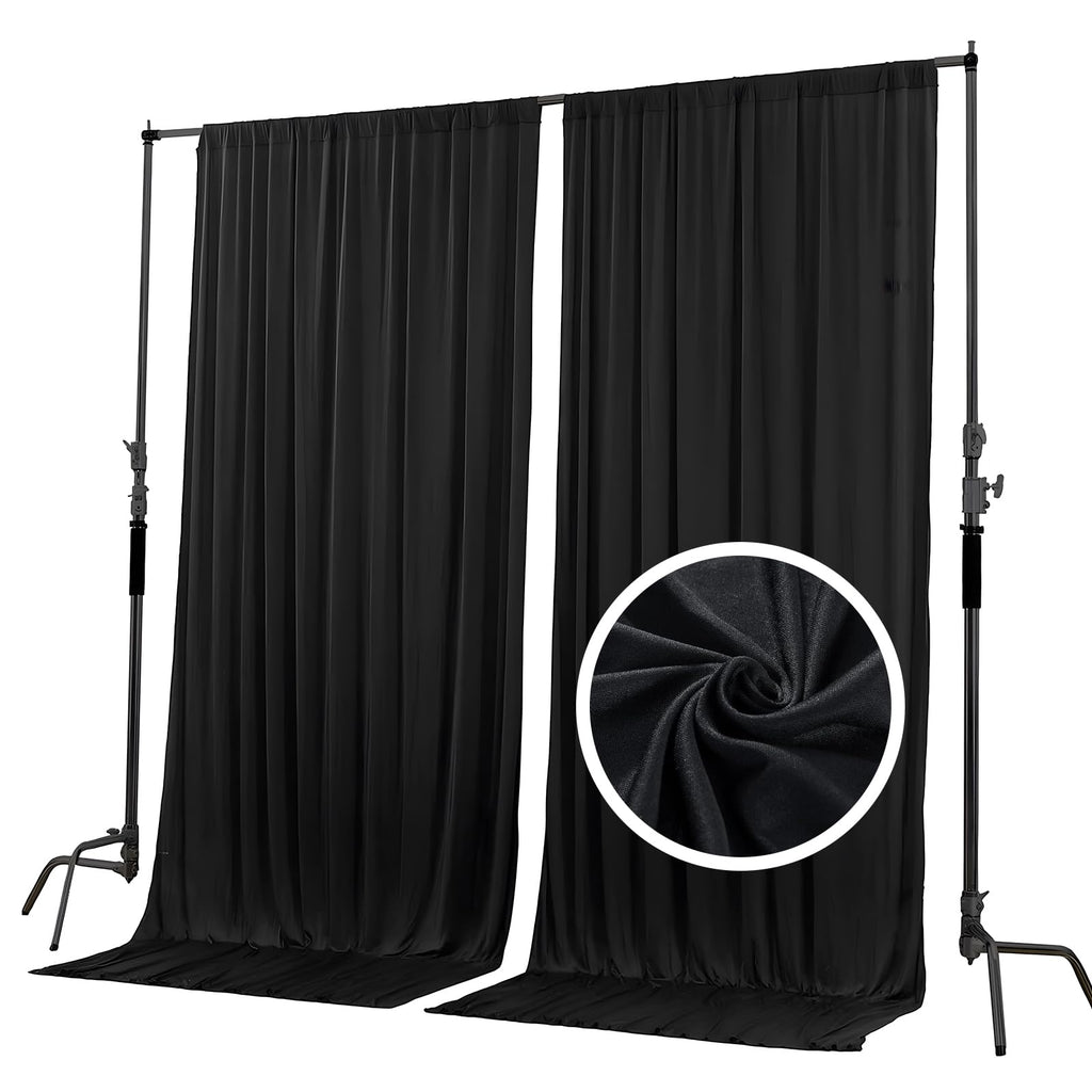 10 x 10 Feet Black A Backdrop Curtain for Partie, Background Curtains for Photoshoot, Birthday, Wedding, Halloween, Thanksgiving, Christmas, New Year Party Decorations 5Ft x 10Ft, 2 Panels