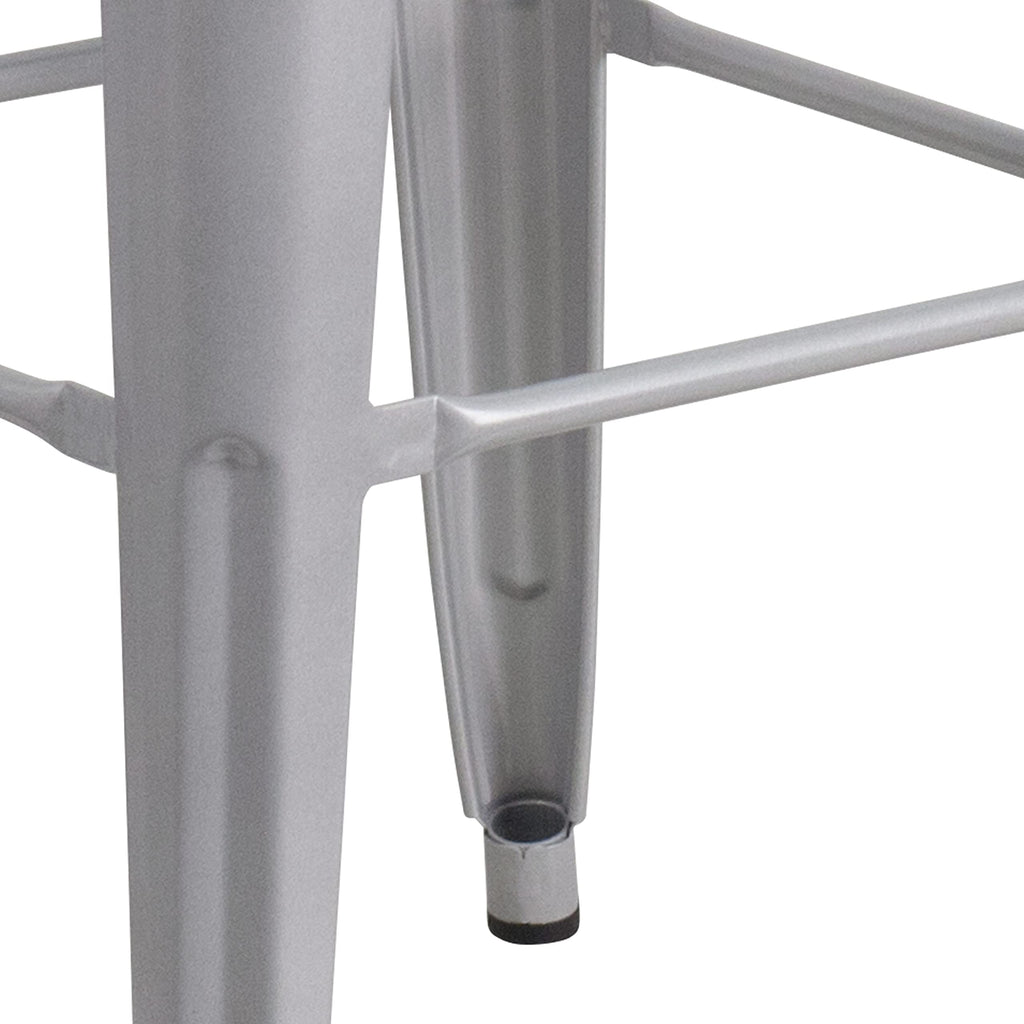 Flash Furniture 30"H Commercial Modern Metal Backless Barstool, Indoor/Outdoor Industrial Square Stacking Bar Stool for Patio Bars/Restaurants, Black