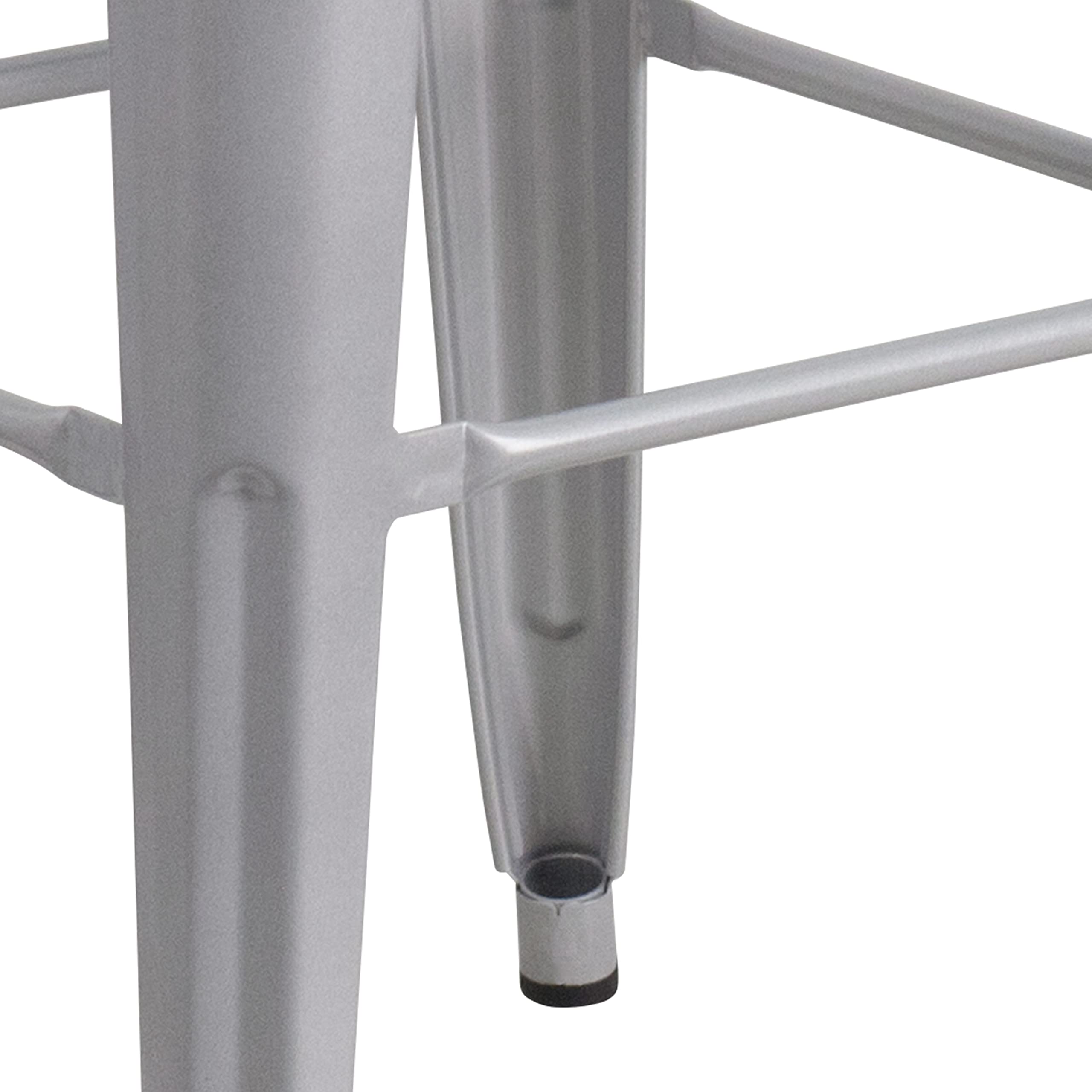 Flash Furniture 30"H Commercial Modern Metal Backless Barstool, Indoor/Outdoor Industrial Square Stacking Bar Stool for Patio Bars/Restaurants, Black