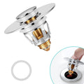 Universal Bathroom Sink Stopper with Hair Catcher, for 1.04-1.97 Inch Drain Hole, Spring Core Bathtub Drain Cover, Pop Up Sink Plug Basin Drain Strainer, Large Lid Black