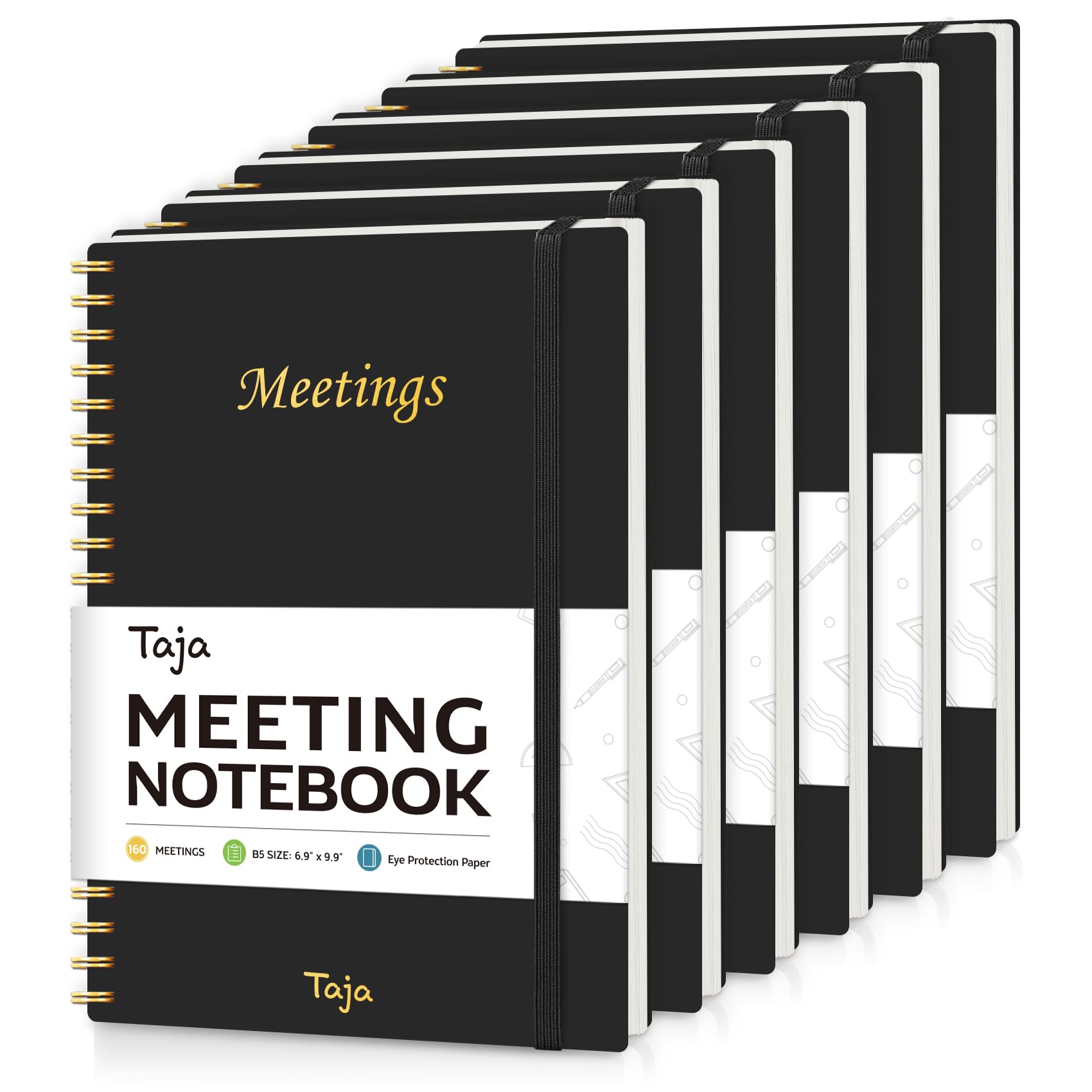 Meeting Notebook for Work Organization - Work Planner Notebook with Action Items, Agenda Planner for Note Taking, 160 Pages (6.9" X 9.9") Project Organizer for Men & Women - Pink