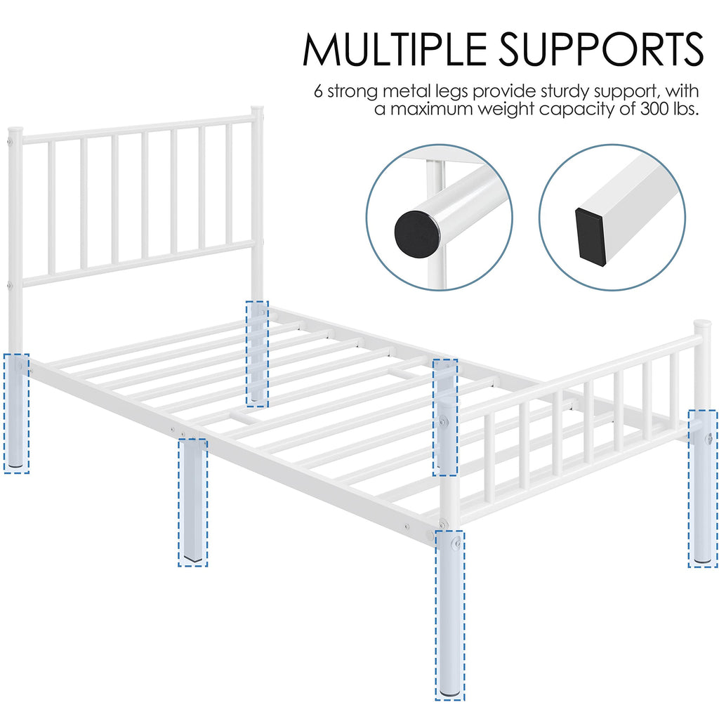 Yaheetech Twin Bed Frame Metal Platform Bed Frame Mattress Foundation with Spindle Headboard & Footboard/No Box Spring Needed/14 Inch Underbed Storage/Firm Support & Easy Set up Structure, Black
