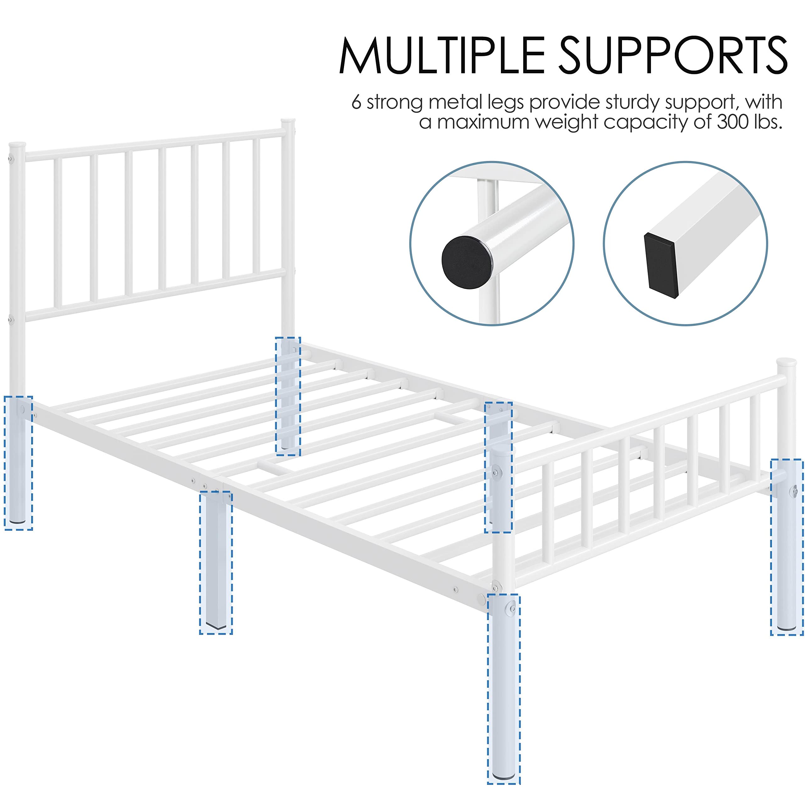 Yaheetech Twin Bed Frame Metal Platform Bed Frame Mattress Foundation with Spindle Headboard & Footboard/No Box Spring Needed/14 Inch Underbed Storage/Firm Support & Easy Set up Structure, Black