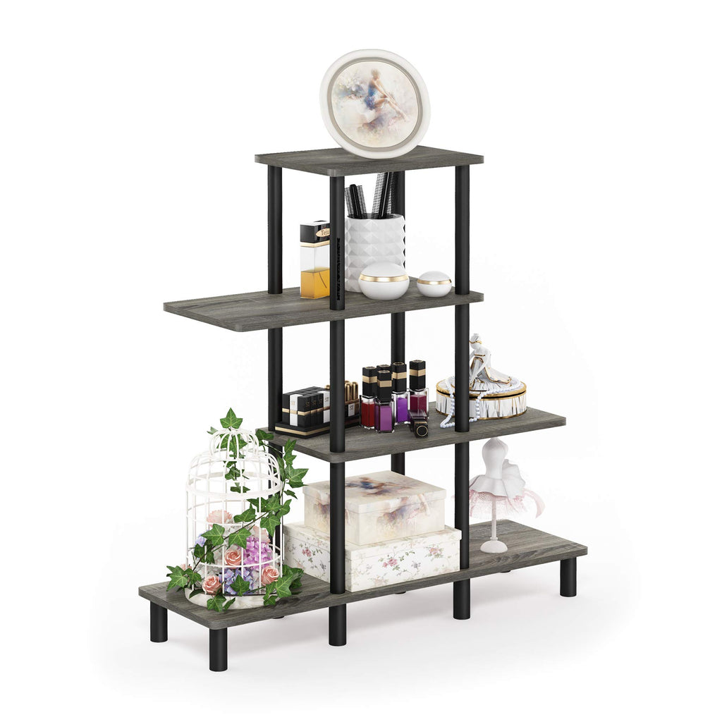 Furinno Turn-N-Tube 4-Tier Design Display Rack, Espresso/Black