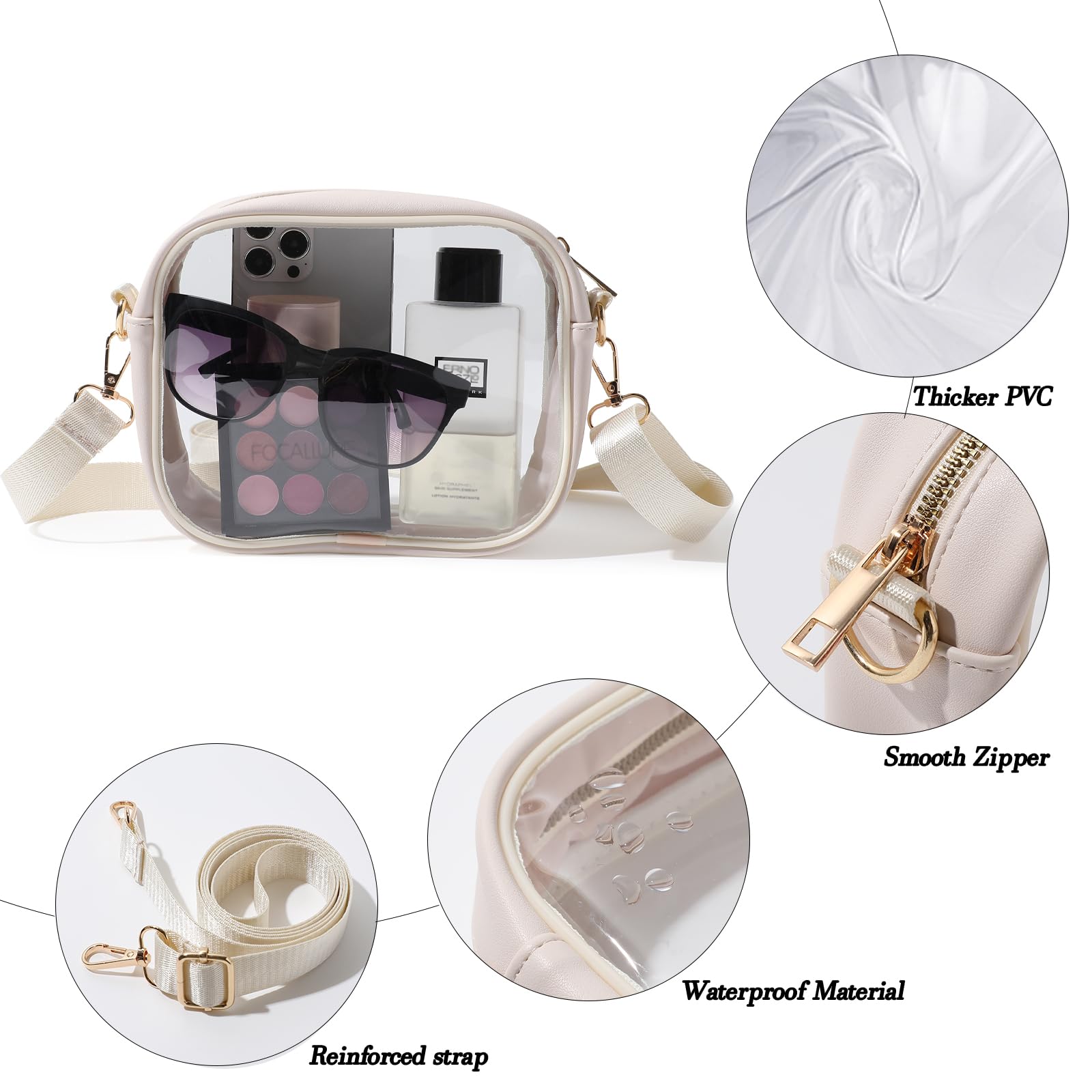 TOBVZOO Clear Bag Stadium Approved, Crossbody Transparent Bag for Concerts Sports Events, Purses for Men & Women