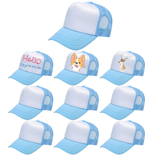 10 Pack Kids Trucker Hats Boys Girls Colorful Baseball Hats Adjustable Sublimation Blank Mesh Plain Baseball Caps