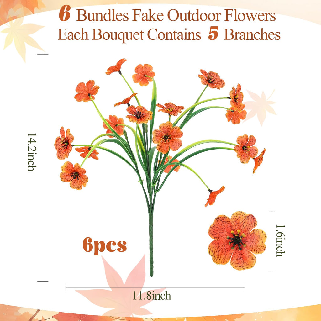 MACTING 12 Bundles Artificial Fall Lavender Flowers for Outdoors, UV Resistant Fake Outdoor Plants, Faux Autumn Greenery Shrubs for Planters Porch Patio Garden Yard Outside Thanksgiving Decorations