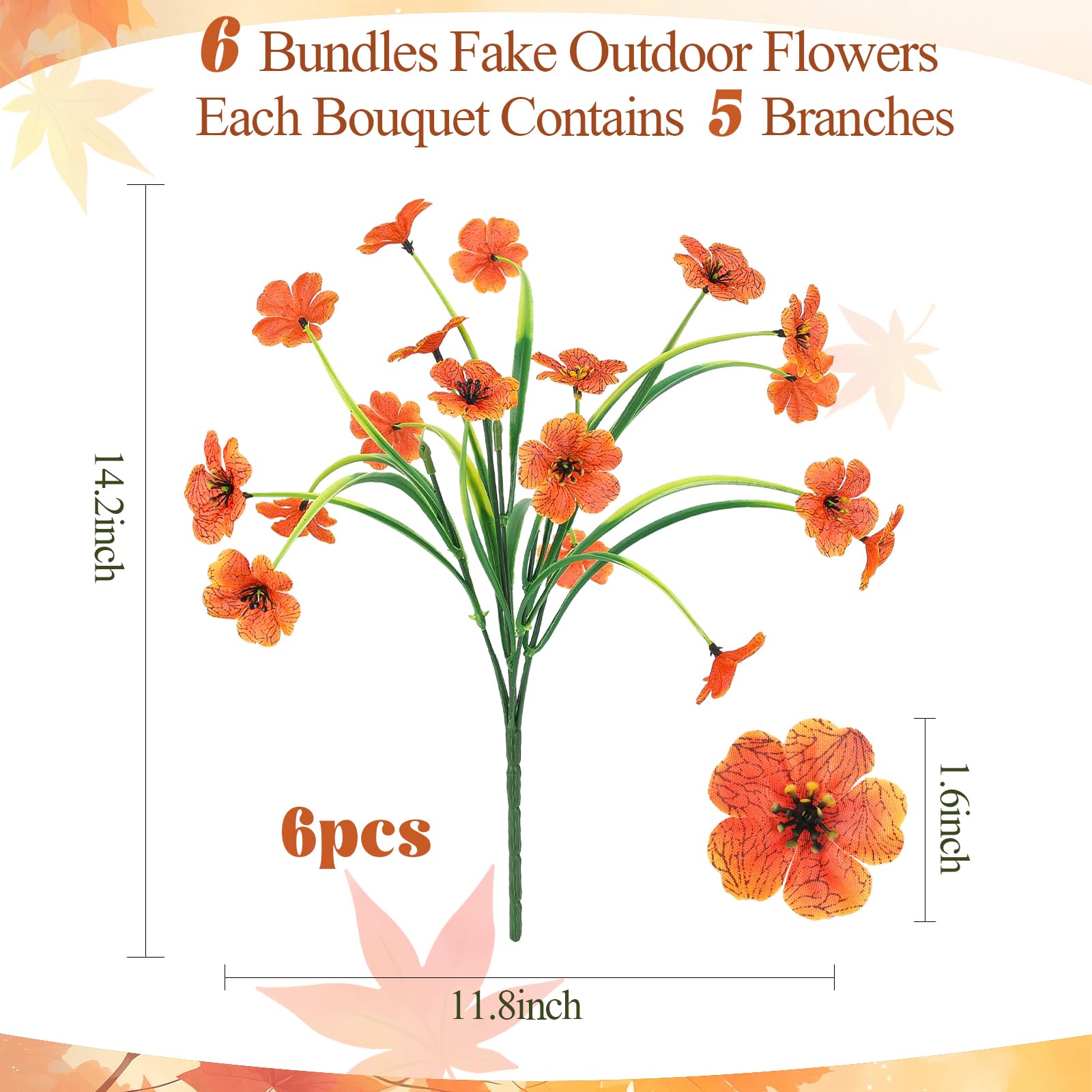 MACTING 12 Bundles Artificial Fall Lavender Flowers for Outdoors, UV Resistant Fake Outdoor Plants, Faux Autumn Greenery Shrubs for Planters Porch Patio Garden Yard Outside Thanksgiving Decorations