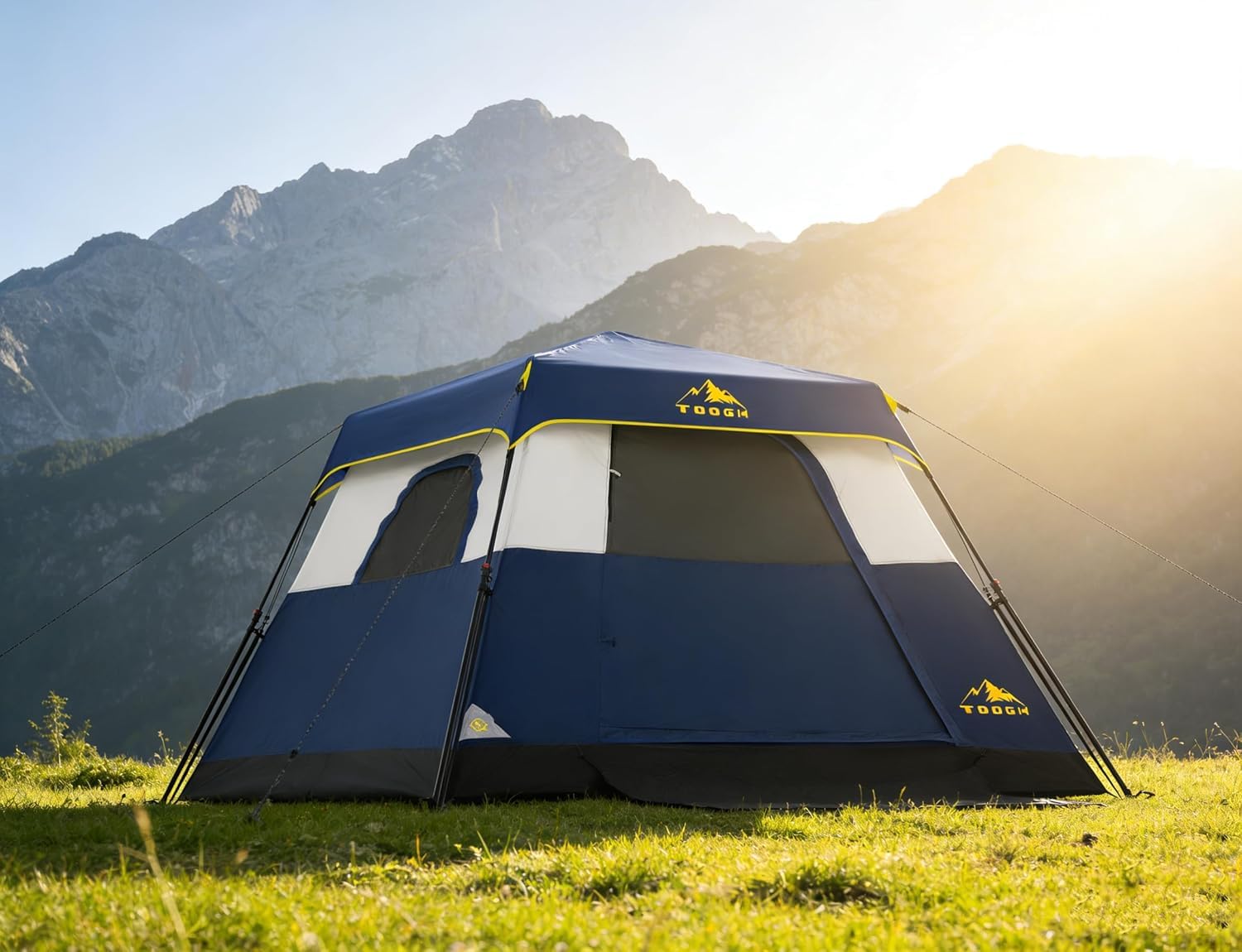 3/4 Person Camping Tent with 1 Door, 4 Windows, and Upgraded Ventilation– Instant Setup, Waterproof, 8'x 8'x 67''Oxford Fabric Floor Pop Up in 60 Seconds Includes Rainfly and Backpack