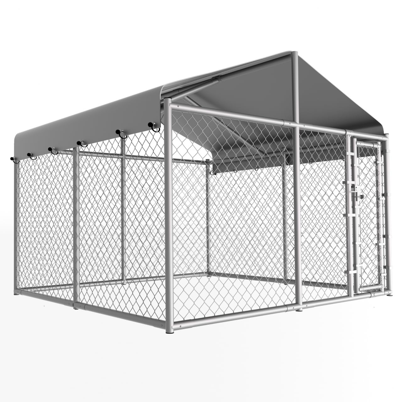 Dog Kennel Outside with Roof, Large Dog Run Enclosure, Outdoor Heavy Duty Pens House Pet Playpen with Galvanized Chain Link Waterproof Cover and Secure Lock(6.76'Lx6.76'Wx5.64'H)