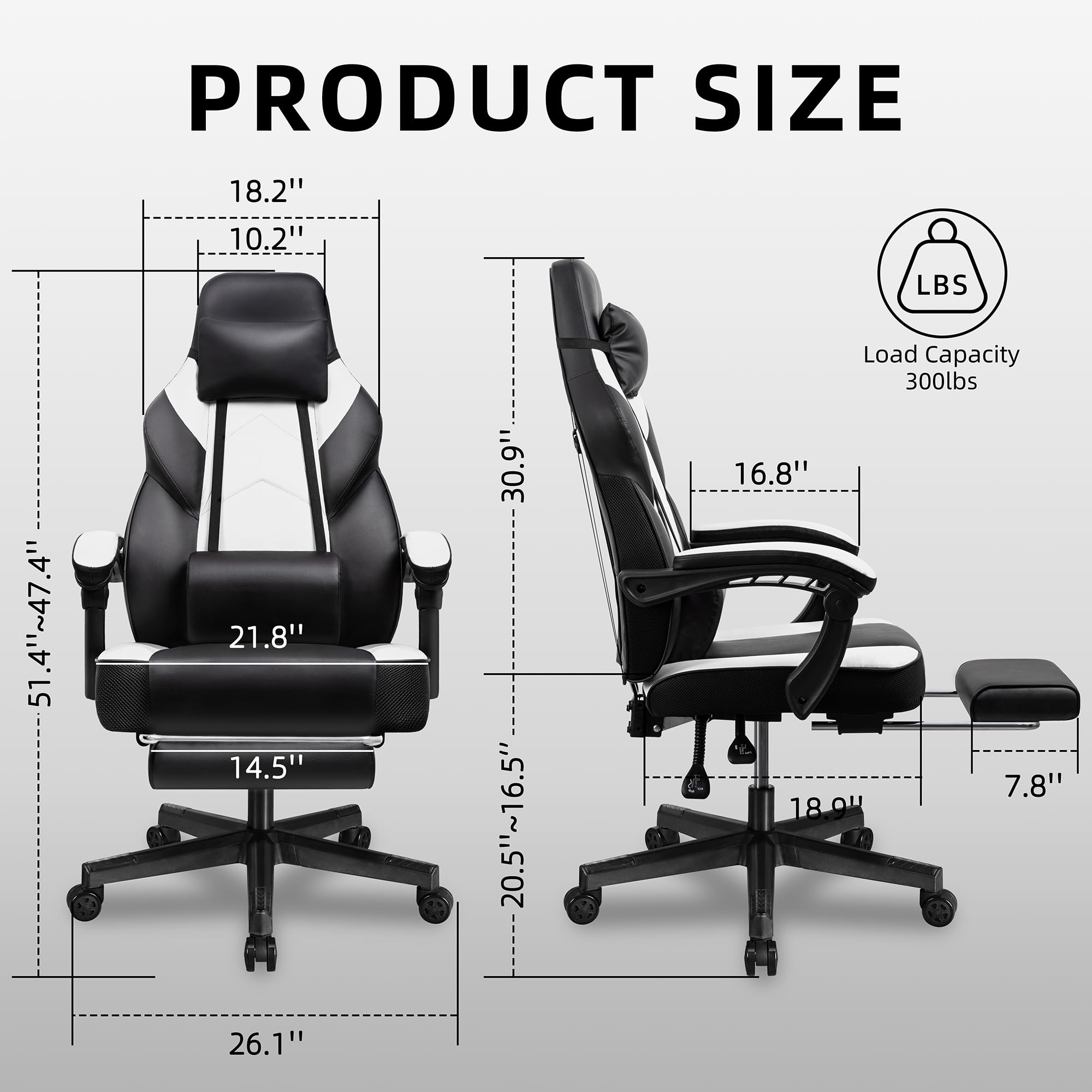 Shintenchi Gaming Chair,Video Game Chair with footrest and Massage Lumbar Support,Height Adjustable Game Chair with 360°Swivel Seat Ergonomic Computer Chair with Headrest for Office or Gaming(Blue)