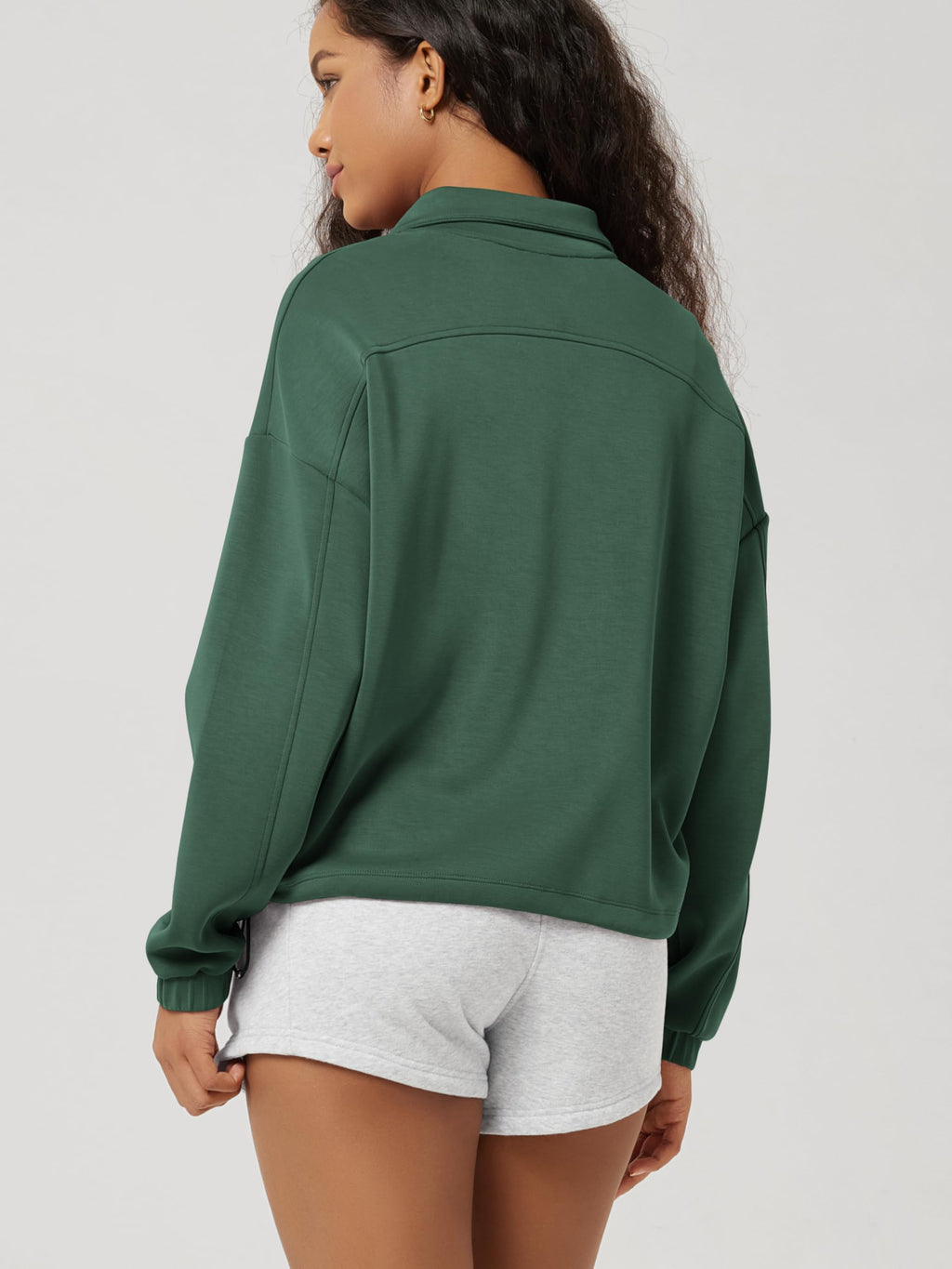 ODODOS Women's Modal Soft Cinchable Sweatshirts Half Zipper Funnel Neck Oversize Pullover with Pockets