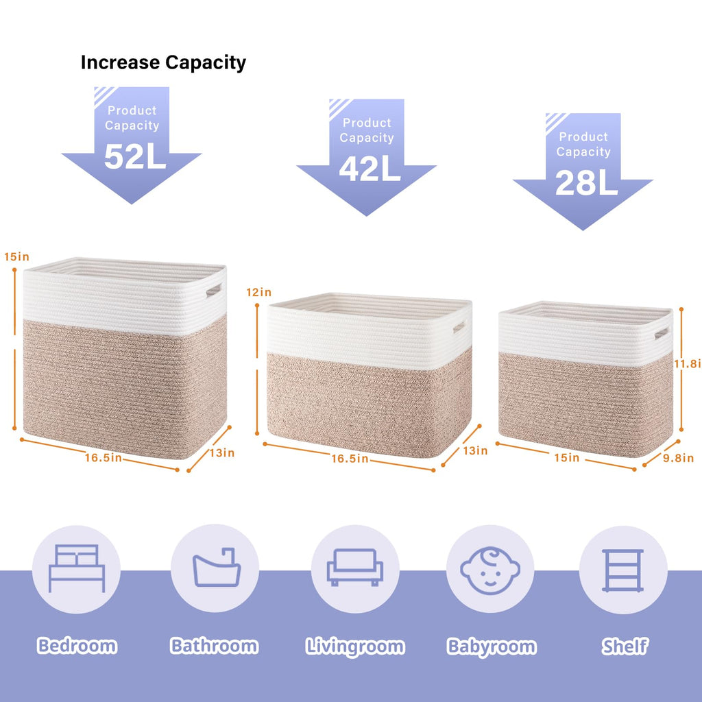 OIAHOMY Storage baskets for Shelf, Toy Storage Basket, Collapsible Storage Bins, Blanket Basket Living Room, Closet Storage for Bedroom, 15 x 9.8 x 11.8 Inches-Pack of 2-Brown, FSB-H-P-02