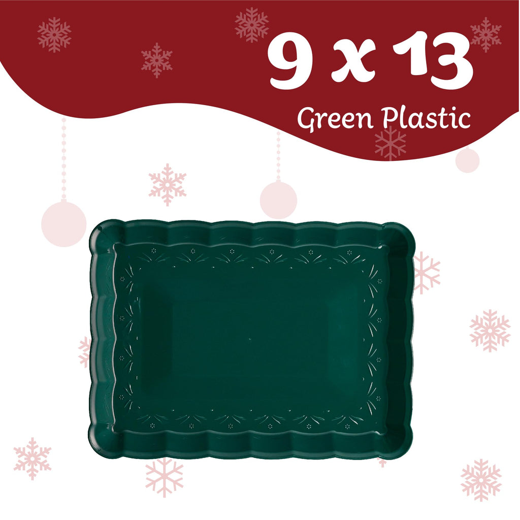 Plasticpro Plastic Serving Trays - Serving Platters Rectangle 9X13 Disposable Party Dish 4 Black Trays
