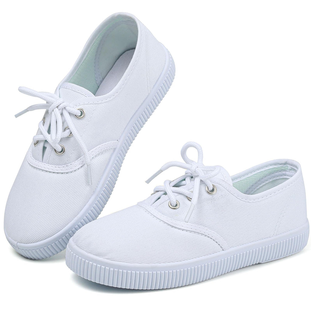 Boy's Girl's Kids White Canvas Shoes for Kids Slip-On Lightweight Sneakers Casual Skin-Friendly Walking Running Shoes(Toddler/Little Kids/Big Kids)