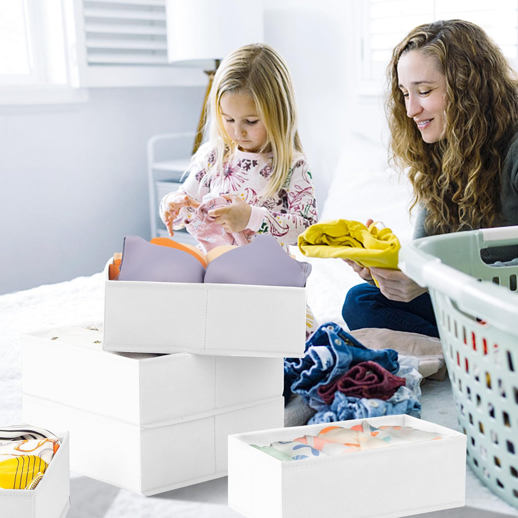 Criusia Closet Drawer Organizer Clothes, 15 Pack Dresser Organizer for Baby Clothes, Fabric Drawer Dividers for Nursery Bedroom (Beige)