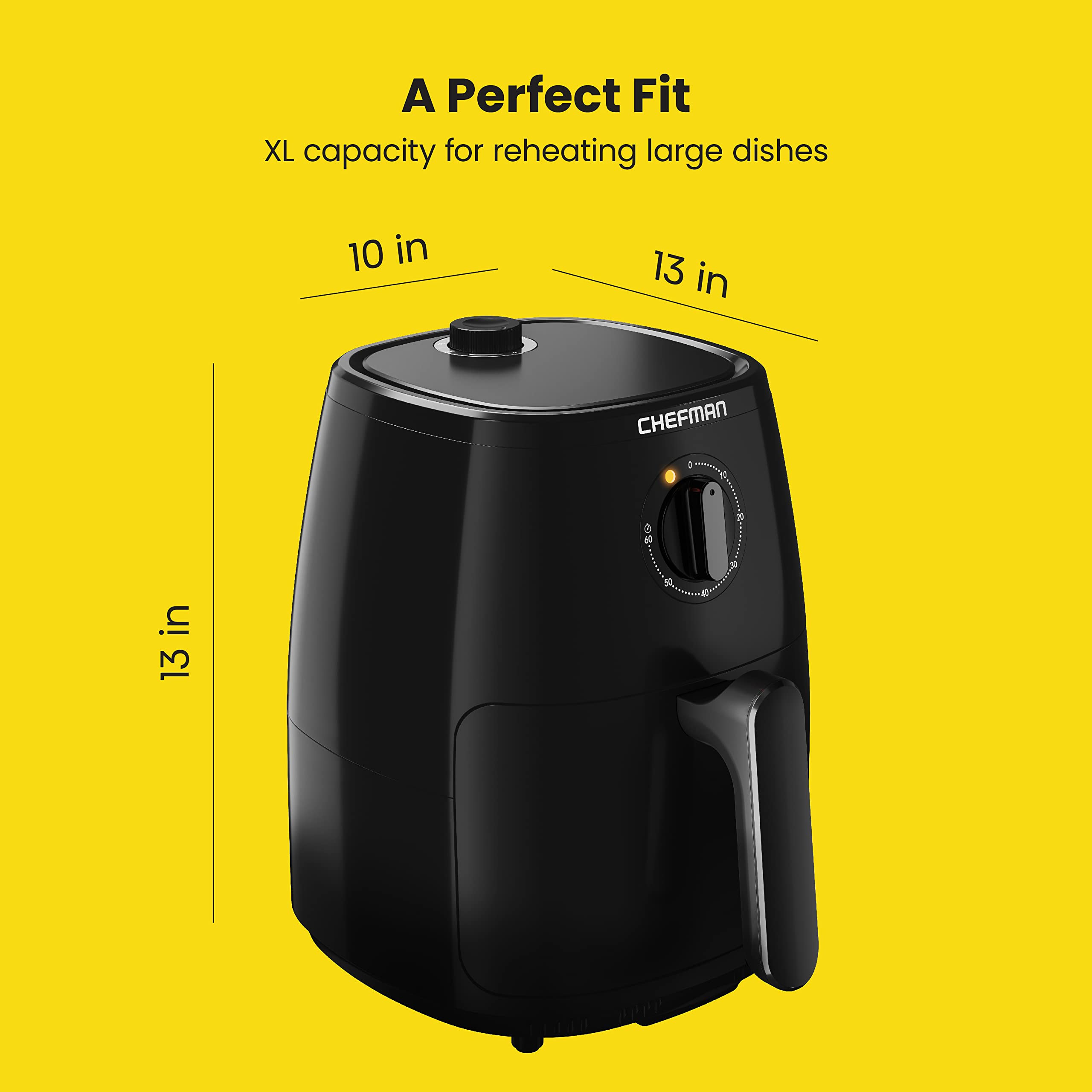 Chefman 12-Quart 6-in-1 Rotisserie Air Fryer Oven & Dehydrator, 12 Presets, Touchscreen, Family Size, Dishwasher-Safe Parts, Black