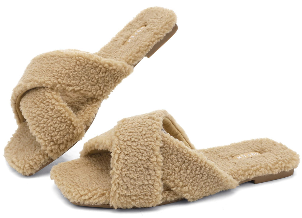 UBFEN Womens Mens Slippers Memory Foam Comfort Fuzzy Plush Lining Slip On House Shoes