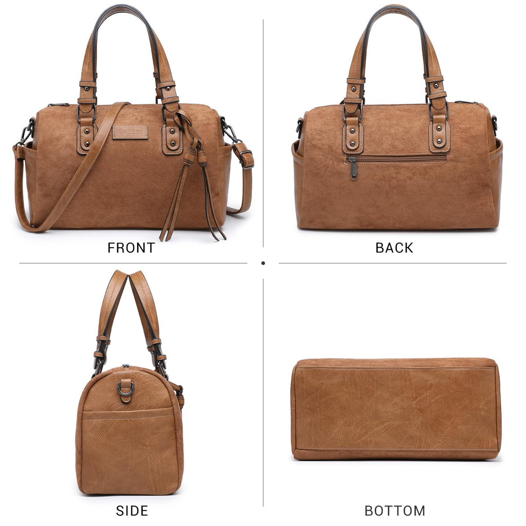 Dasein Women Soft Vegan Leather Barrel Bags Large Hobo Top Handle Work Totes Satchel Handbags Shoulder Purse
