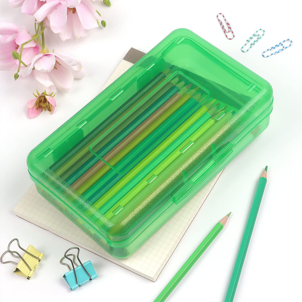 Tamaki 1 Pack Plastic Pencil Box Large Capacity Pencil Boxes Clear Boxes with Snap-tight Lid Stackable Design and Stylish Office Supplies Storage Organizer Box, Black