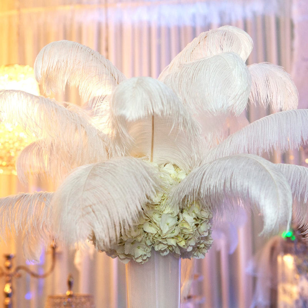 Retrowavy 50 Pcs 14-16 Inches Large Natural Ostrich Feathers Bulk for Centerpieces for Wedding Party Centerpieces Home Decoration Flower Arrangement (Black)