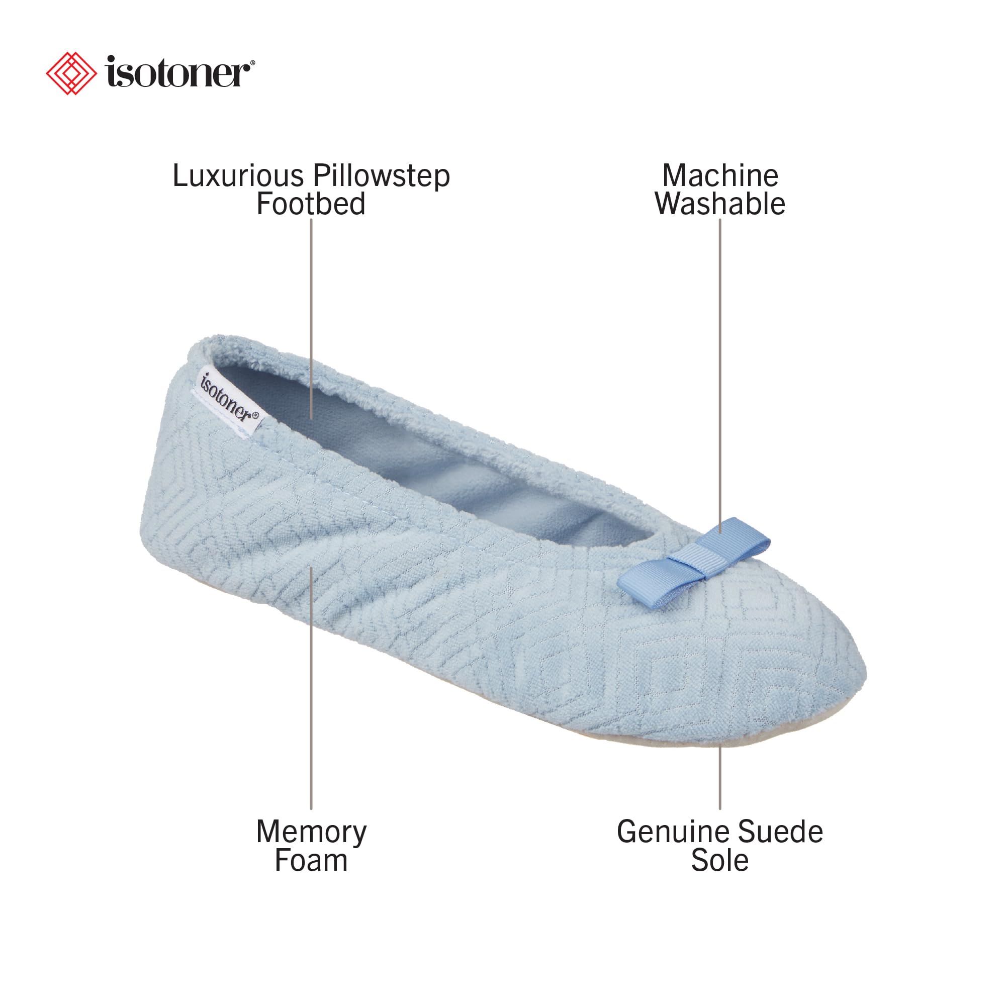 isotoner Women's Diamond Microterry Ballerina Slippers