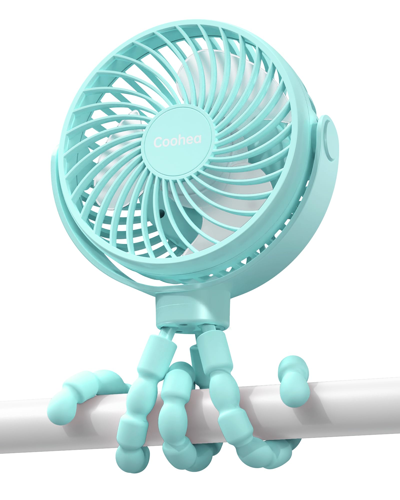 Coohea Stroller Fan Clip on for Baby, 4000mAh Rechargeable Battery Operated, Flexible Tripod, 3 Wind Speed, 360° Rotatable, Small Cooling Portable Fan for Car Seat Crib Golf Cart Bike Treadmill, Black