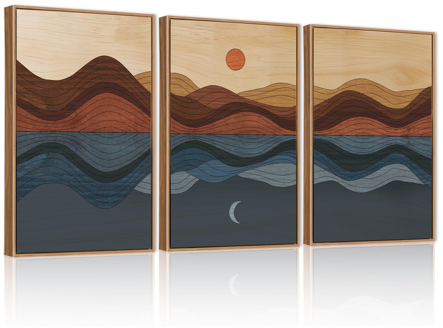 CHDITB Abstract Modern Framed Canvas Wall Art Set, Contemporary Artwork for Home Decor, Neutral Pastel Illustration Wall Painting, Nordic Minimal Zen Art Prints for Living Room Office-16 x24 x3