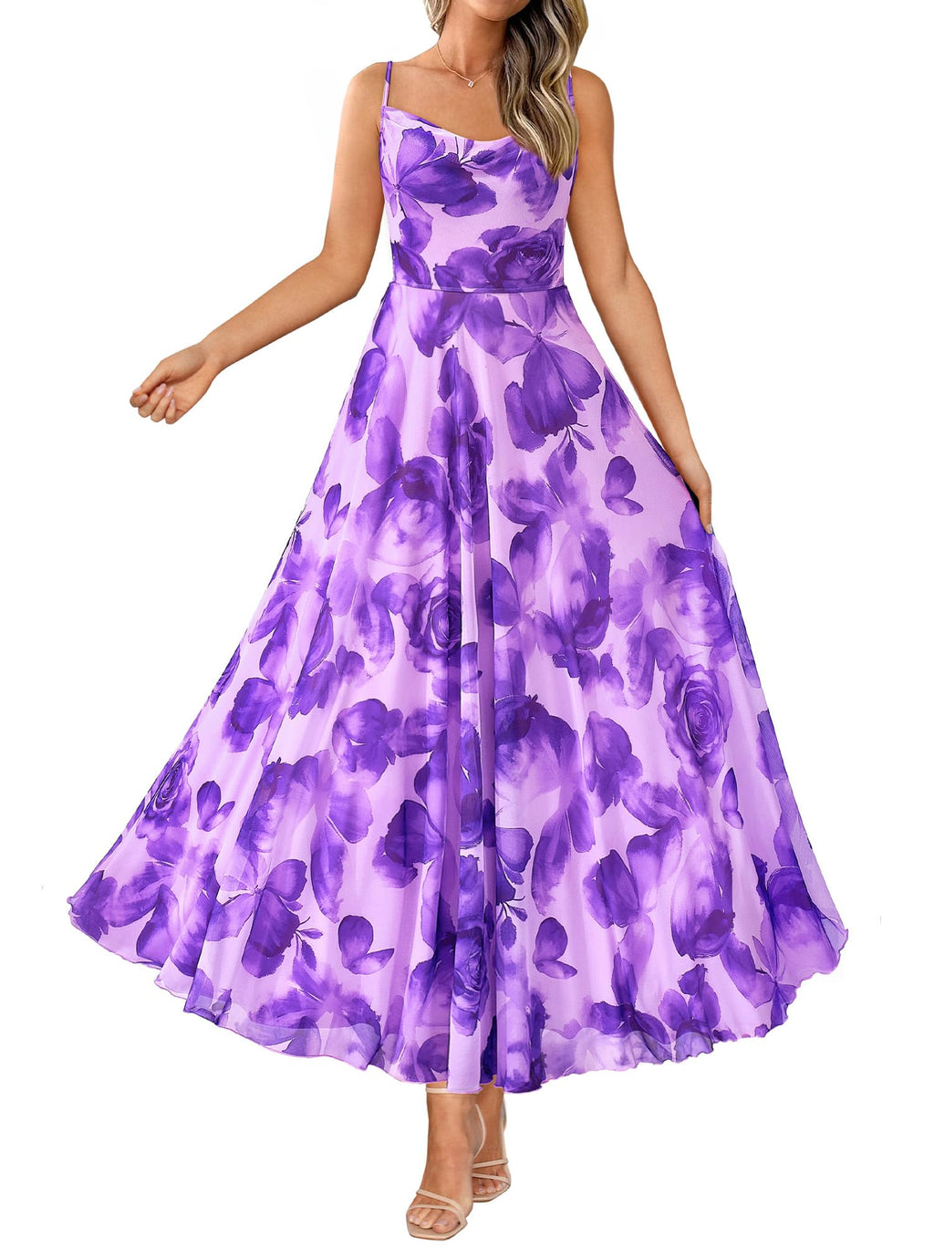 BTFBM Women Summer Floral Maxi Dresses Elegant Spaghetti Strap Dress Printed Party Dress Beach Long Dresses