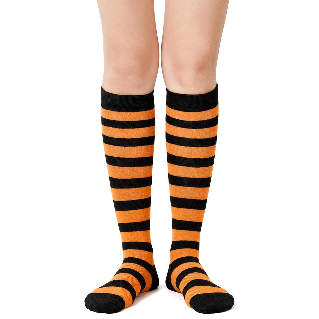Century Star Knee High Striped Socks for Women - Long Thin Tube Sports Thigh High Socks Tall Stockings