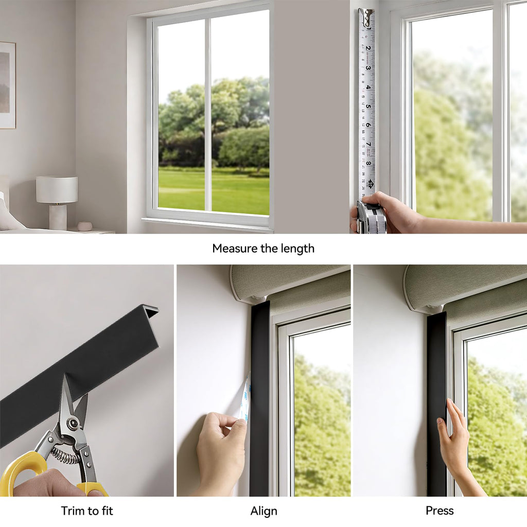ZSTARR PVC Light Blockers Blackout Light Blockers Side Tracks for Window Shades Blinds Side Tracks for Blackout Shades Easy to Install Light Blocking Strips for Bedroom (Black, 58",2Pcs)
