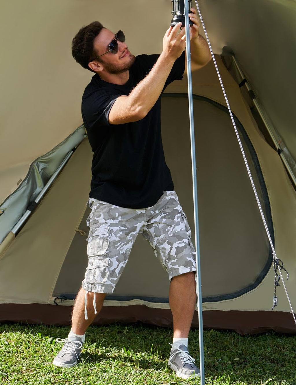 YGREYG Mens Cargo Shorts Long Capri Below The Knee Shorts 3/4 Relaxed Fit Long Shorts with Pockets