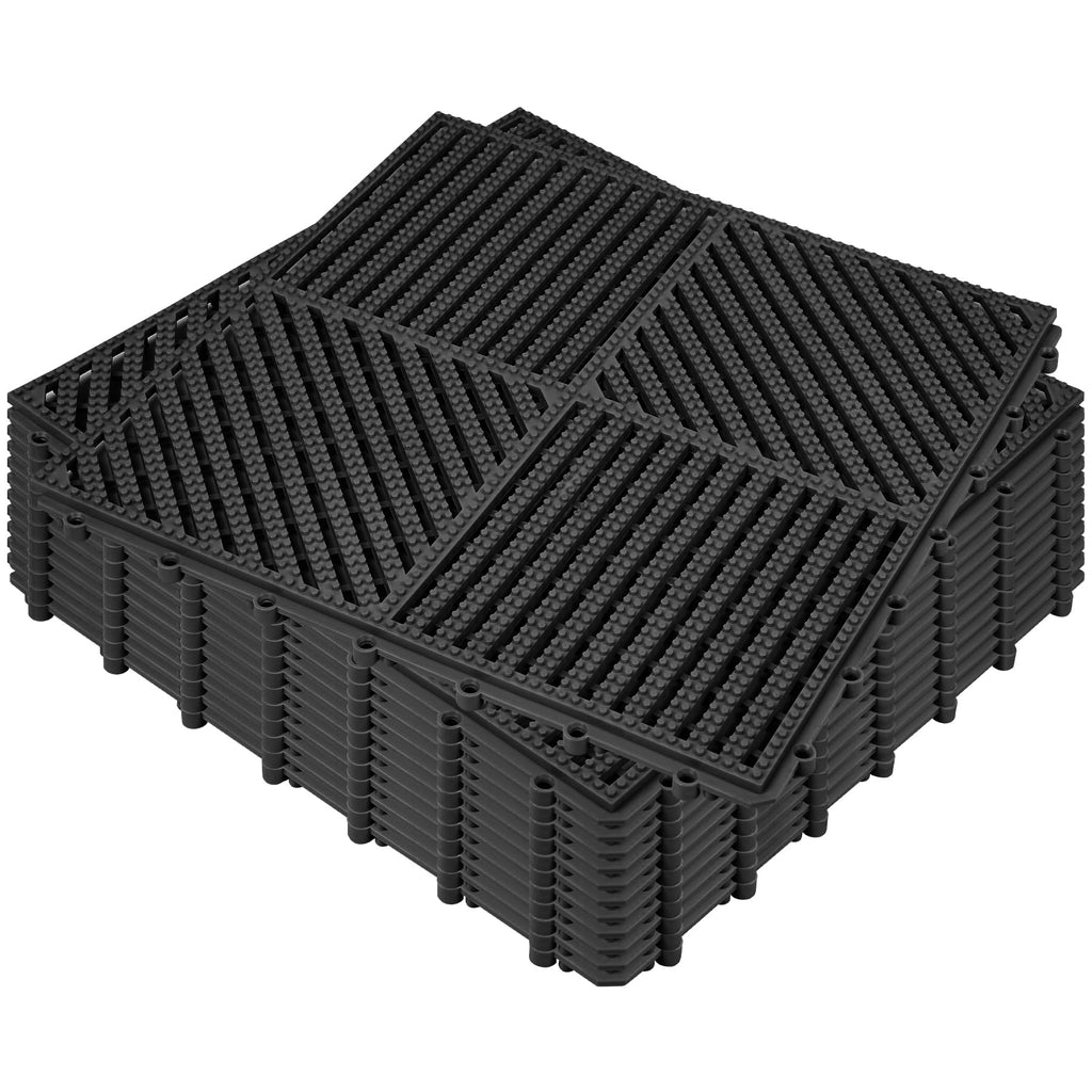 ToLanbbt Modular Interlocking Cushion 8P 11.8" x 11.8" Interlocking Rubber Floor Drain Holes Non-Slip Splicing Drainage Mats for Deck, Shower, Kitchen, Drain Pool, Sauna Bath, Indoor Outdoor (Black)