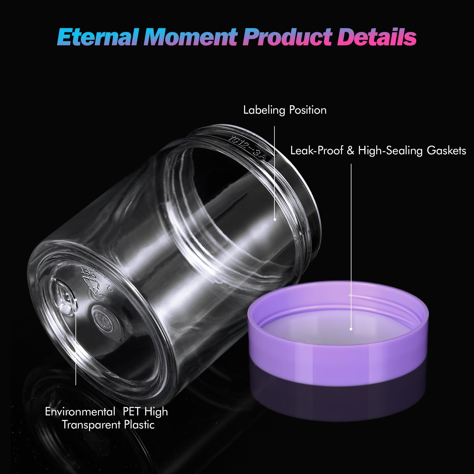 Eternal Moment 36 Pack 1 OZ Plastic Jars Round Clear Cosmetic Container Jars with Lids, Perfect for Lotion, Cream, Ointments, Makeup, Eye Shadow, Rhinestone, Samples, Pot, Travel Storage