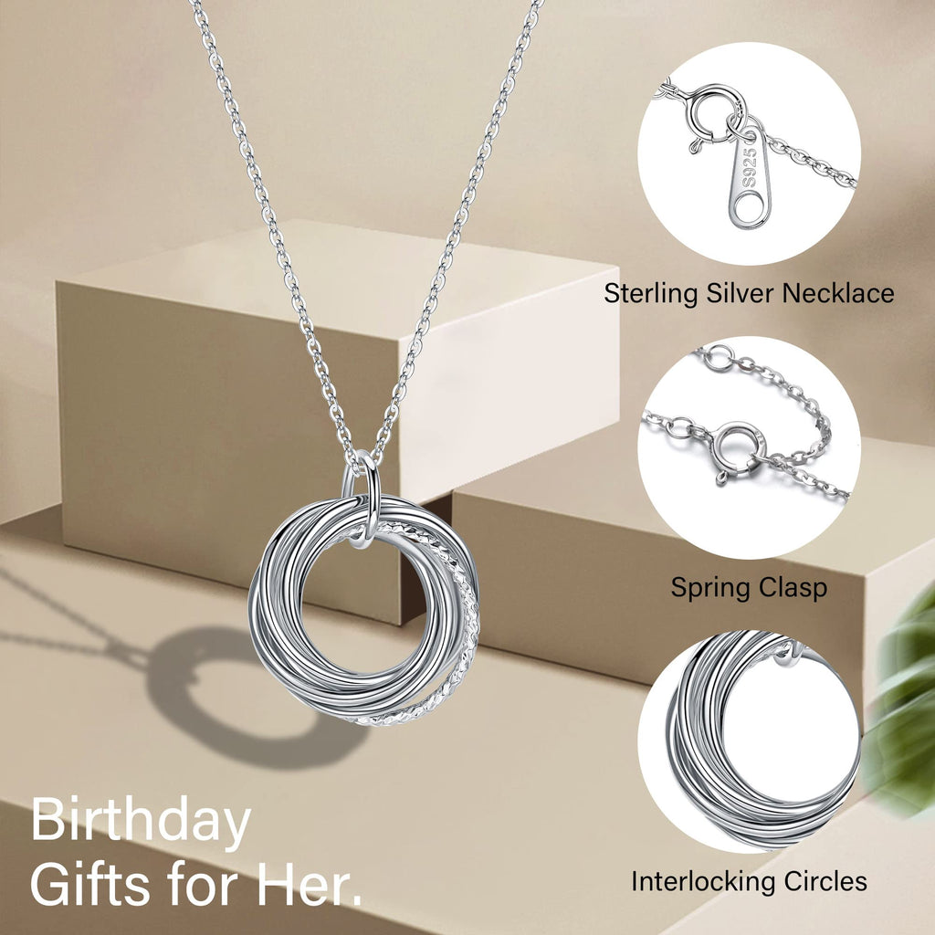 IEFLIFE Birthday Gifts for Women, Sterling Silver Chain Birthday Necklaces, 40th 50th 60th 70th 80th 90th Birthday Necklace, 40 50 60 70 80 90 Years Old Birthday Gifts, 4 5 6 7 8 9 Decade Birthday Jewelry for Women
