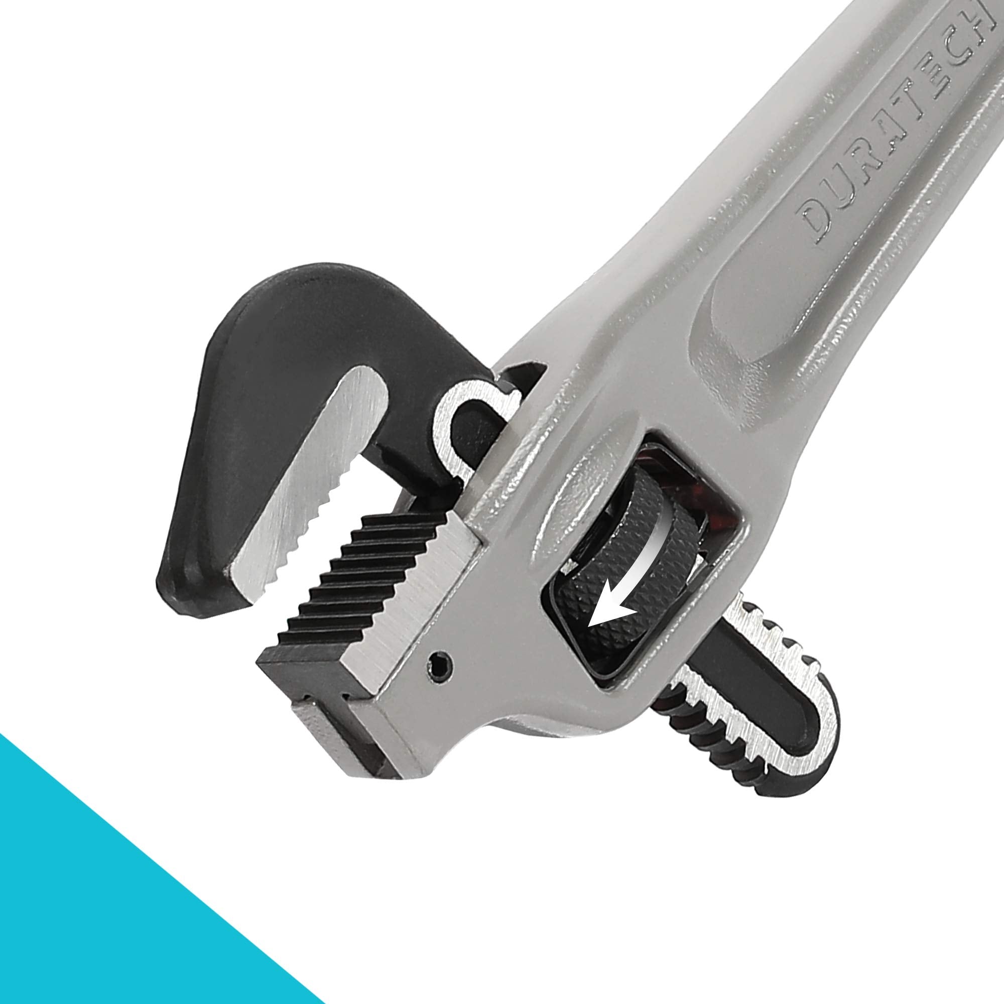 DURATECH 8-inch Heavy Duty Aluminum Straight Pipe Wrench, Adjustable Plumbing Wrench, Drop Forged, Exceed GGG standard