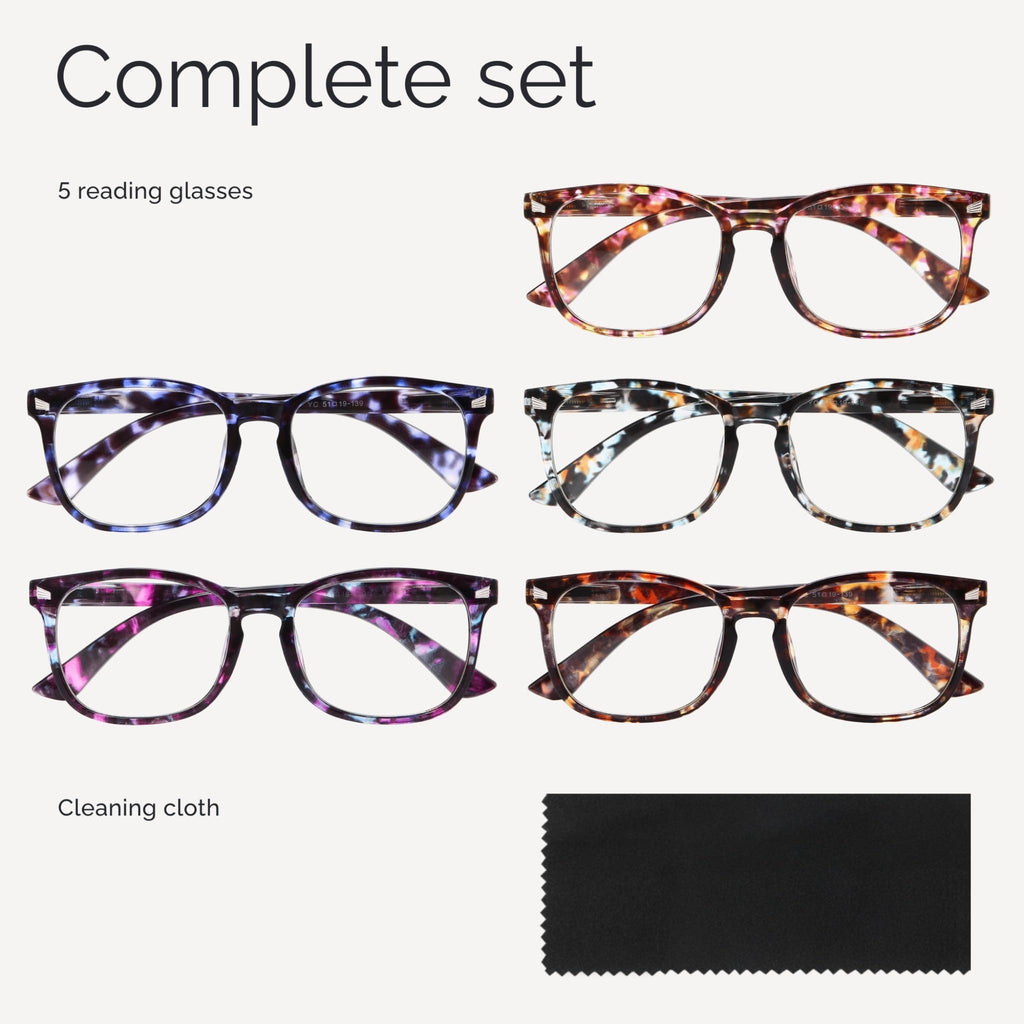 CCVOO Mix & Match Reading Glasses for Women - Lightweight, Comfortable Fit, Clear Vision - Blue Light Blocking