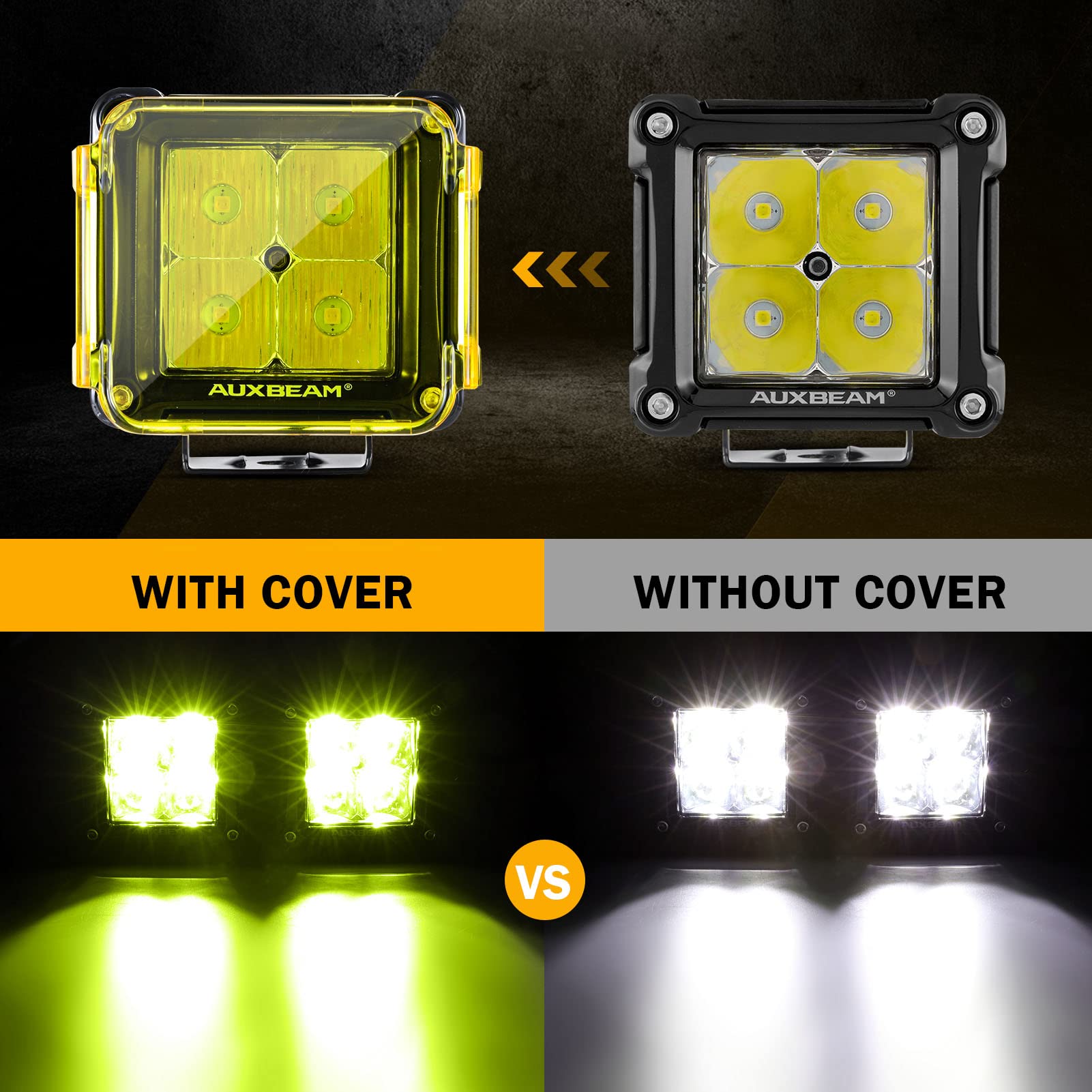 Auxbeam FA Series 3 Inch LED Cubes with DRL 2 Modes Spot Beam Offroad Lights 20W Driving Spotlights A-Pillar Ditch Lights for 4x4 Truck Car ATV Motorcycle, Pair