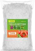 Tcamp Heavy-Duty Polyester Garden Trellis Netting Plant Climbing Net for Growing Vines Plants Vegetables Fruits Flowers, White Grow Tent (5Ft x15Ft, 3.5" Opening Mesh, 1 Pack)