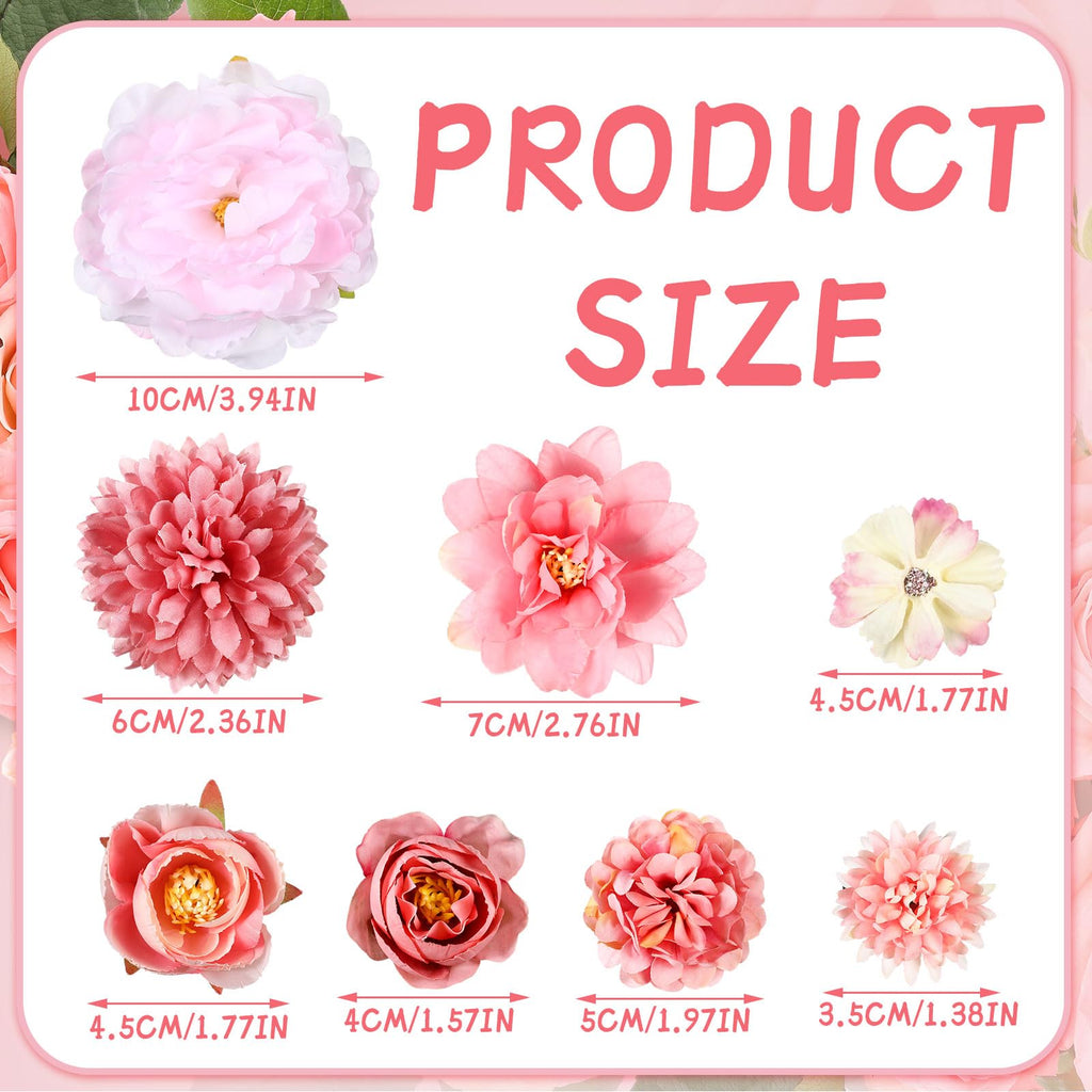 BBTO Flower Hair Clip Rose Hair Clips Barrettes for Women Flower Accessories Boho Bride Claw Clip Hairpin Brooch Pin Headpiece for Wedding(Beige Orange Series,21 Pcs)