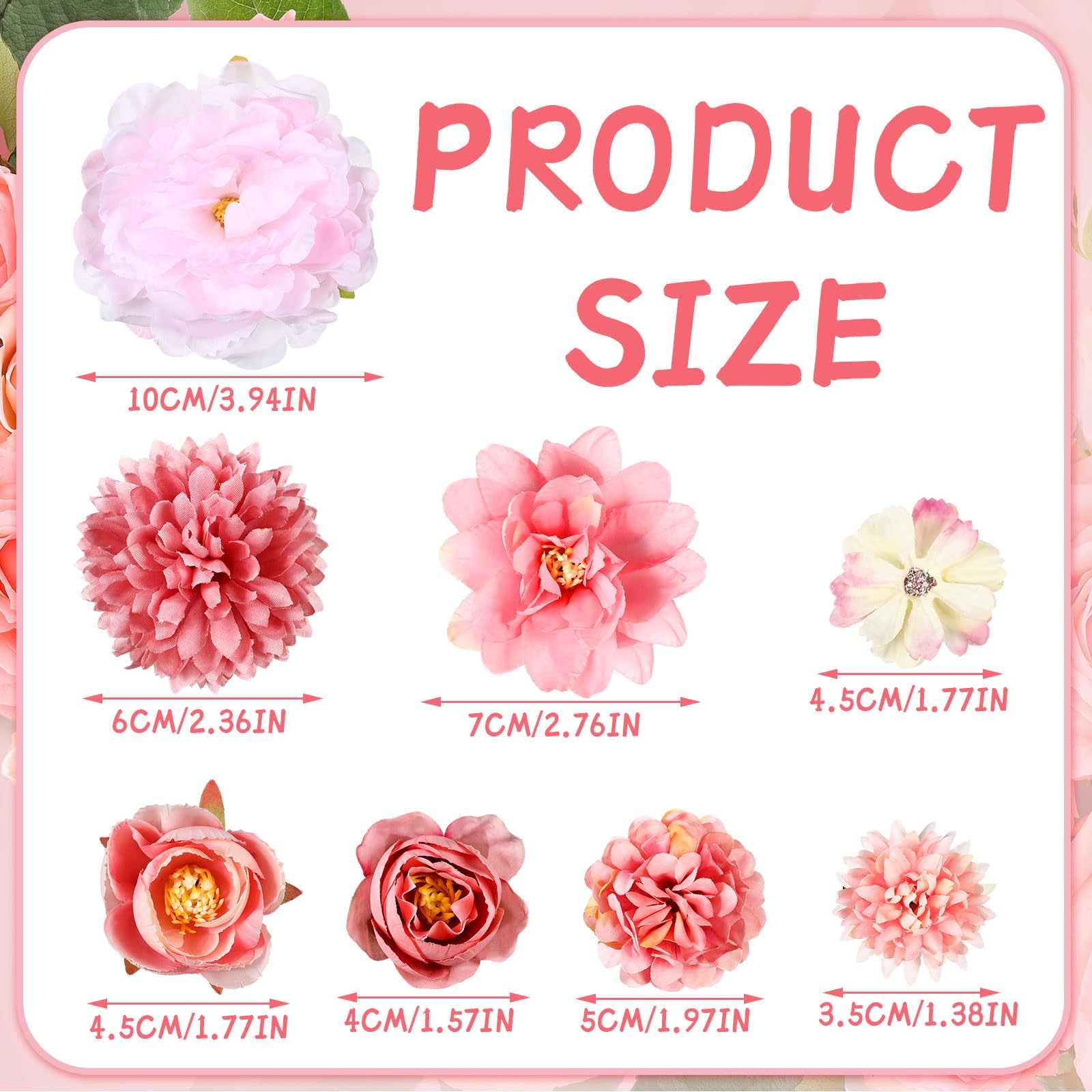 BBTO Flower Hair Clip Rose Hair Clips Barrettes for Women Flower Accessories Boho Bride Claw Clip Hairpin Brooch Pin Headpiece for Wedding(Beige Orange Series,21 Pcs)