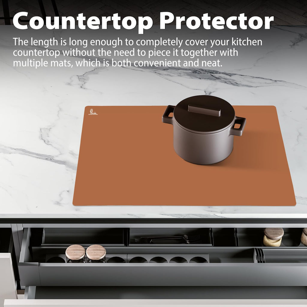 Thick Silicone Counter Mat Large 23.4"by15.6", Heat Resistant Mat for Kitchen Table/Countertop Protector/Non Stick Pastry Baking Placemats, Silicone Pad for Crafts Kids, Super Kitchen Black