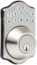 Amazon Basics Electronic Keypad Deadbolt Door Lock with Auto Lock, Touch-Control Keyless Entry, Customizable User Codes, Traditional Design, Matte Black, 1-Pack