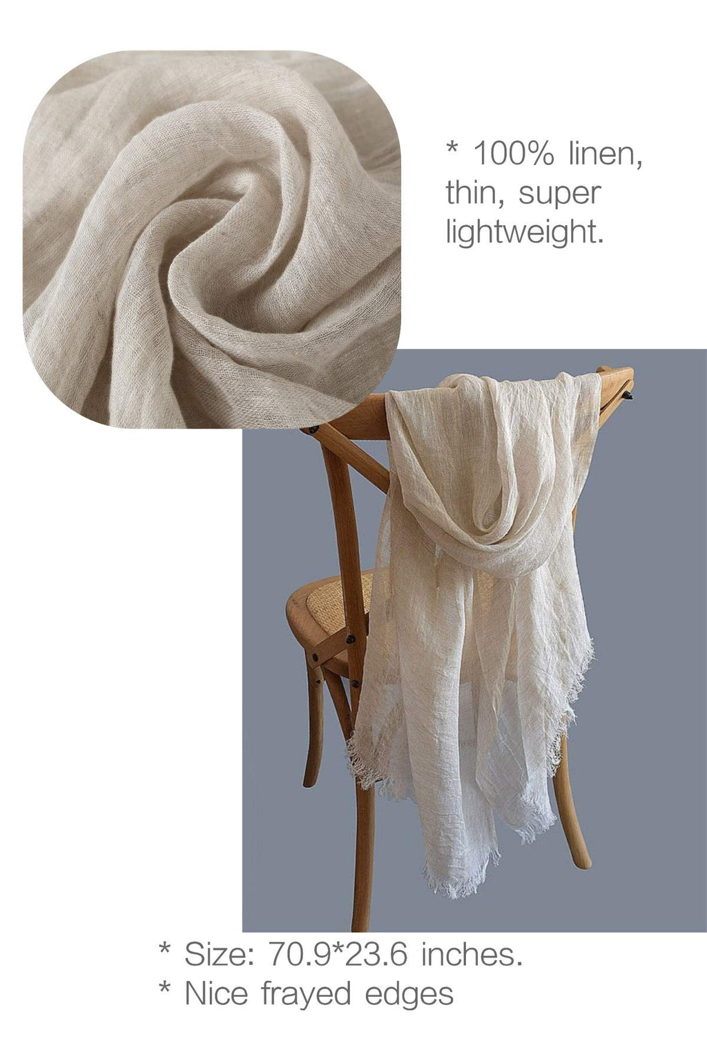 Jeelow Lightweight Summer Scarf Light Shawl Wrap Linen Feel Scarves For Men And Women