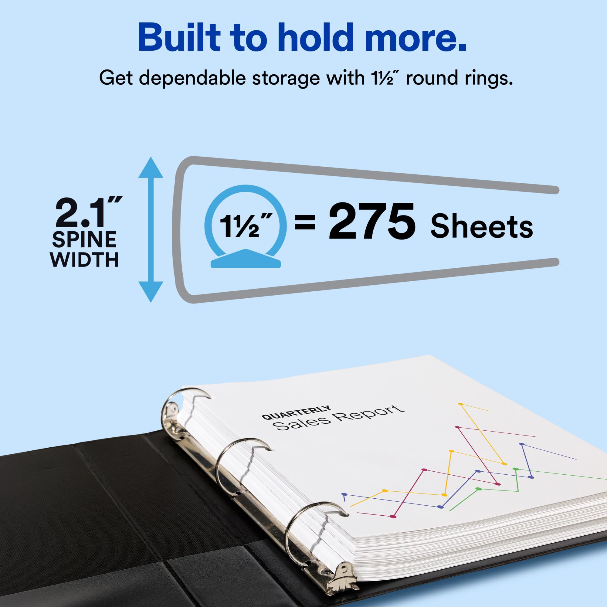 Avery Standard View 3 Ring Binders, 0.5" Round Rings, 100-Sheet Capacity, 0.7 Inch Wide Spine, White Binders, Ideal for Lightweight Organization and Occasional Referencing (12-Pack of 05706)
