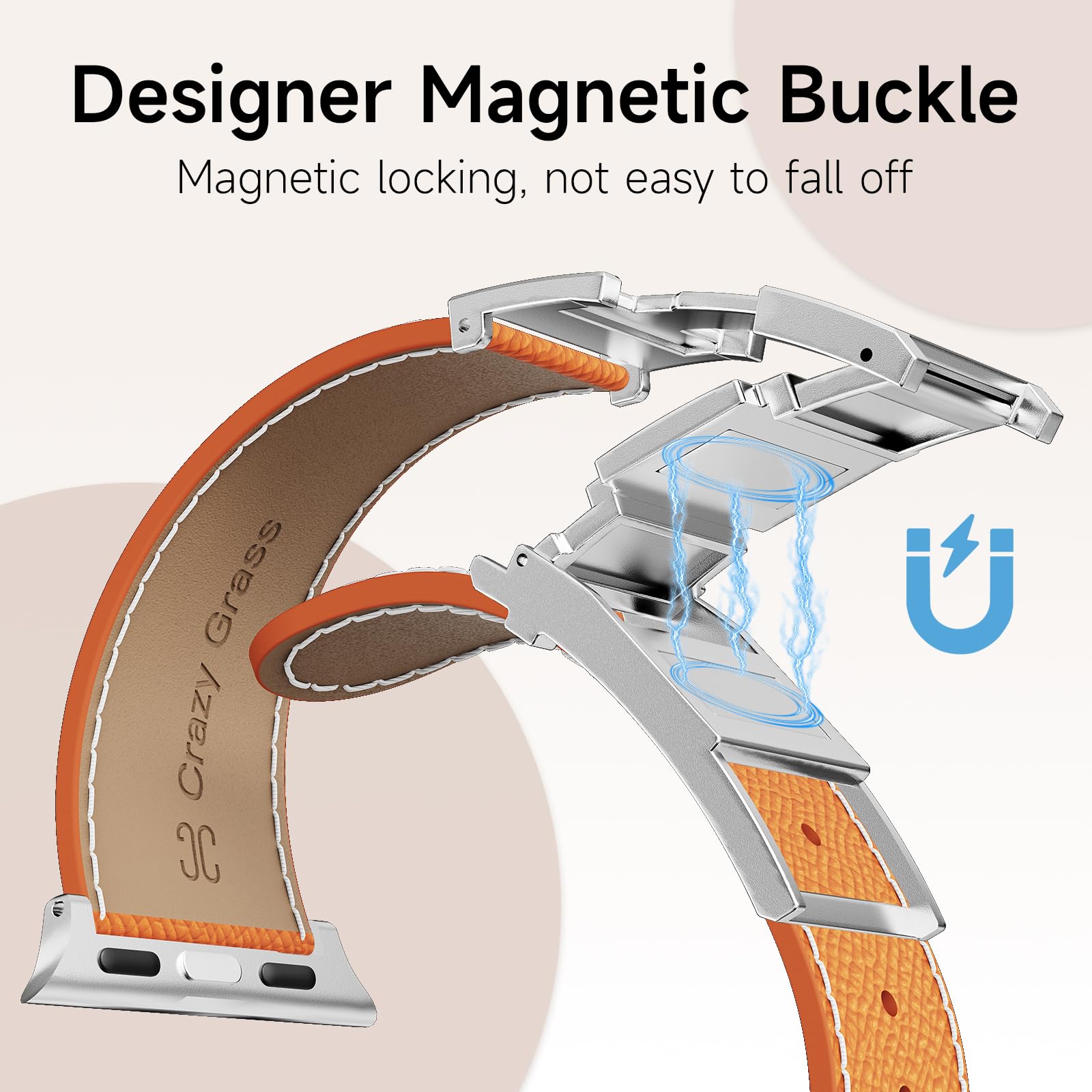 Designer Leather Band Compatible with Apple Watch 49mm46mm45mm44mm42mm41mm 40mm38mm for Women,Magnetic Buckle Replacement Strap for iWatch Ultra 3/2 /1 SE 3/2/1 Series 11/10/9/8/7/6/5/4/3/2/1